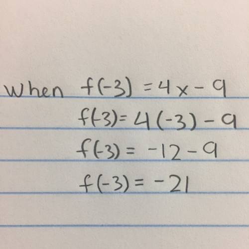 F(x)=4x-9?  when the value is f(-3)