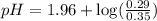 pH=1.96+\log (\frac{0.29}{0.35})