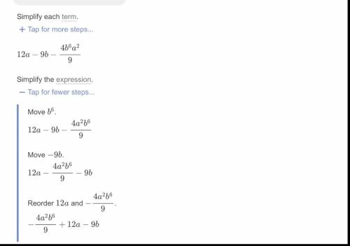 Simplify the expression using properties of exponents. 12a-9b-4/9a2b6