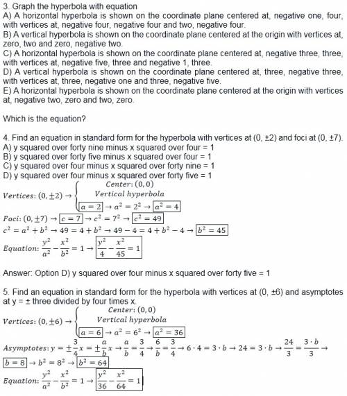 8.03a 1. find the vertices and foci of the hyperbola with equation x squared over nine minus y squar