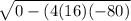 \sqrt{0-(4(16)(-80)}