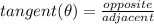 tangent(\theta)=\frac{opposite}{adjacent}