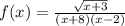 f(x)=\frac{\sqrt{x+3}} {(x+8)(x-2)}