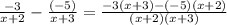 \frac{-3}{x+2}- \frac{(-5)}{x+3}= \frac{-3(x+3)-(-5)(x+2)}{(x+2)(x+3)}