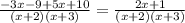 \frac{-3x-9+5x+10}{(x+2)(x+3)}= \frac{2x+1}{(x+2)(x+3)}