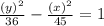 \frac{(y)^2}{36} - \frac{(x)^2}{45} = 1