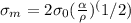 \sigma_m = 2\sigma_0 (\frac{\alpha}{\rho})^(1/2)