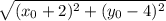 \sqrt{( x_{0}+2) ^{2}+ ( y_{0}-4)^{2} }