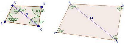 Quadrilateral abcd is similar to quadrilateral efgh. diagonal ac has length 7 and diagonal eg has le