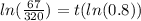 ln( \frac{67}{320})=t(ln(0.8))