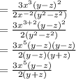 =\frac{3x^3 (y-z)^2}{2x^{-2}(y^2-z^2)}\\=\frac{3x^{3+2} (y-z)^2}{2(y^2-z^2)}\\=\frac{3x^{5} (y-z)(y-z)}{2(y-z)(y+z)}\\=\frac{3x^{5}(y-z)}{2(y+z)}