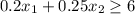 0.2x_1+0.25x_2\geq6