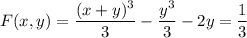 F(x,y)=\dfrac{(x+y)^3}3-\dfrac{y^3}3-2y=\dfrac13