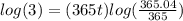 log(3)=(365t)log(\frac{365.04}{365})