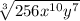\sqrt[3]{256x^{10}y^{7}}