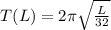 T(L)=2\pi \sqrt{\frac{L}{32}}