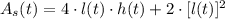 A_{s} (t) = 4\cdot l(t)\cdot h(t) + 2\cdot [l(t)]^{2}