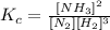 K_c=\frac{[NH_3]^2}{[N_2][H_2]^3}