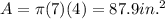 A=\pi (7)(4)=87.9 in.^2