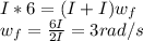 I*6=(I+I)w_{f} \\w_{f} =\frac{6I}{2I} =3rad/s