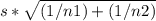 s*\sqrt{(1/n1)+(1/n2)}