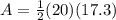 A=\frac{1}{2} (20)(17.3)
