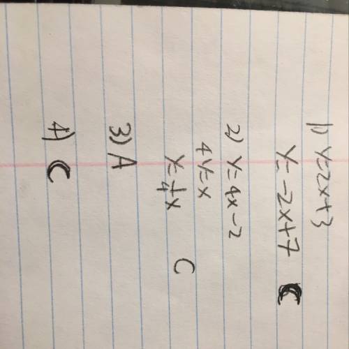 Determine wether the graphs of the given equations are parallel, perpindicular, or neither. 1) y=-2x