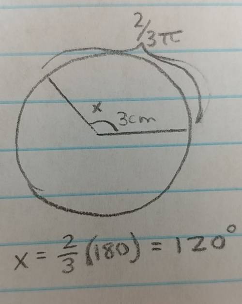 Consider circle h with a 3 centimeter radius. if the length of minor arc rt is 2 3 π, what is the me