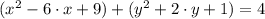 (x^{2}-6\cdot x +9)+(y^{2}+2\cdot y +1) = 4