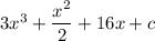 3x^3+\dfrac{x^2}{2}+16x + c