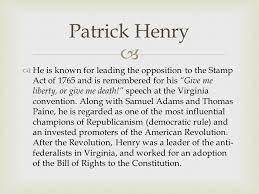 What argument and claims does Henry present in “Give Me Liberty, Or Give Me Death!”? Are his claims