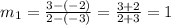 m_{1} =\frac{3-(-2)}{2-(-3)}=\frac{3+2}{2+3}=1