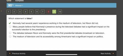 Which statement is false?

O Kennedy had several years' experience working in the medium of televisi