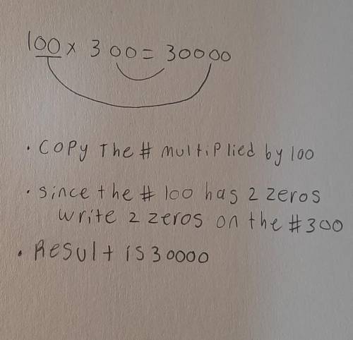 I will only give points if you give me a long answer (not THAT long.). Now, what is 100 x 300. Make