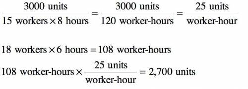 a manager of company plans to produce 3000 units in a day employing 15 workers working 8 hours.How m