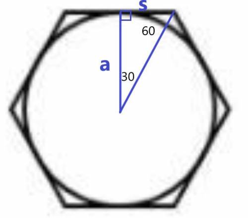 Find the area of the regular hexagon if the radius of a circle inscribed in the hexagon is 10√3

met