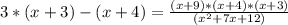 3*(x + 3)  - (x + 4)  = \frac{(x + 9)*(x + 4)*(x+3)}{(x^2 + 7x + 12)}