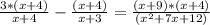 \frac{3*(x + 4)}{x + 4}  - \frac{(x + 4)}{x + 3}  = \frac{(x + 9)*(x + 4)}{(x^2 + 7x + 12)}