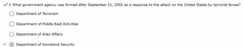 3. What government agency was formed after September 11, 2001 as a response to the attack on the Uni