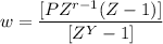 $w=\frac{[PZ^{r-1}(Z-1)]}{[Z^Y-1]}$