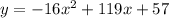 y =- 16 x^2 + 119 x + 57