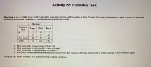 A survey of 200 school children classified students by gender and the number of times Sharky's Soda