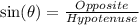 \sin(\theta) = \frac{Opposite}{Hypotenuse}