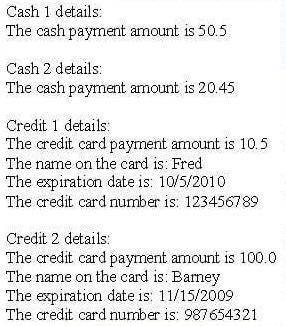 Define a class named Payment that contains an instance variable of type double that stores the amoun