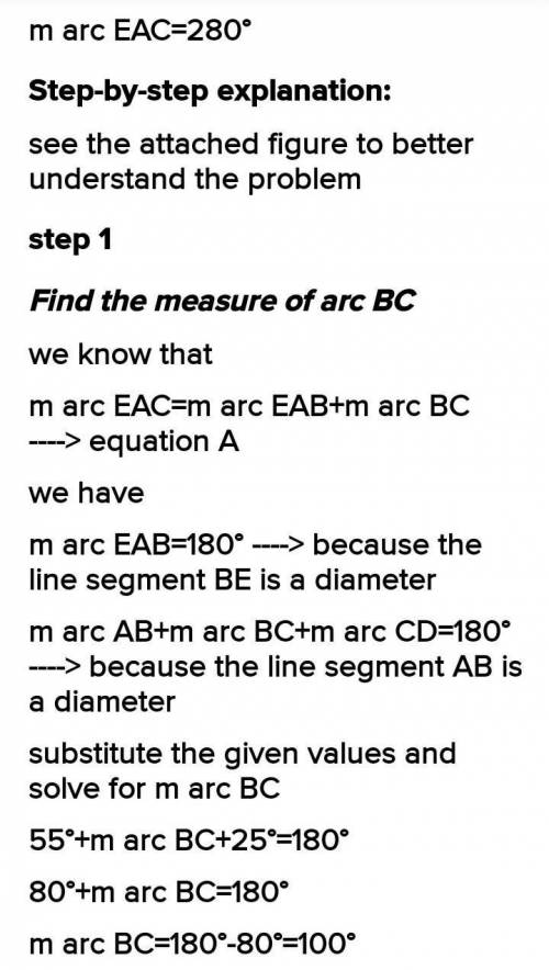 In circle O, and are diameters. The measure of arc AB is 55° and the measure of arc CD is 25°.

Cir