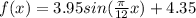 f(x)=3.95sin(\frac{\pi}{12}x)+4.35