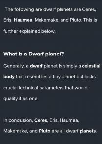 Dwarf planets in our solar systemPluto.Eris.Ceres.Makemake.Haumea.